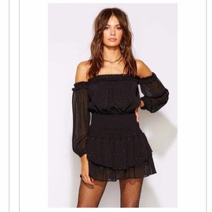 BLUE LIFE Boho Ballerina Romper - Midnight black flowy romper / dress
